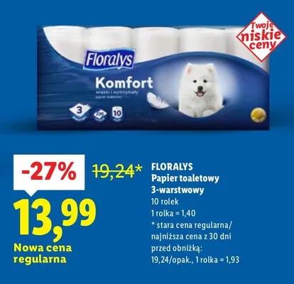 Papier toaletowy 3-warstwowy, 10 rolek promocja w Lidl