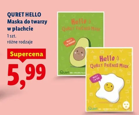 Maska do twarzy w płachcie promocja w Lidl