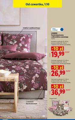 Pościel dwustronna z mikrowłókna satynowego 140x200 cm Livarno promocja w Lidl