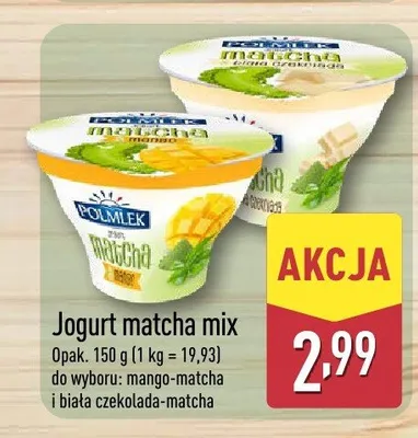 Jogurt matcha mix POLMLEK biała czekolada-matcha promocja w Aldi