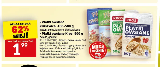 Płatki owsiane błyskawiczne Kruszwica promocja w Twój Market