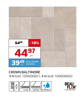 Wykładzina elastyczna Crown Baltimore Beau Flor promocja w Komfort