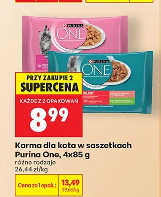 Karma dla kota w saszetkach Purina One Adult promocja w Biedronka