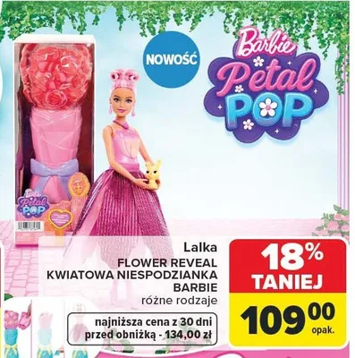 Lalka Barbie Petal Pop różne rodzaje promocja w Carrefour
