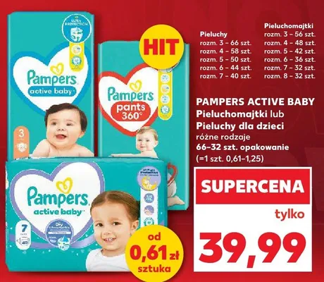 Pieluchomajtki Active Baby dla dzieci różne rodzaje promocja w Kaufland