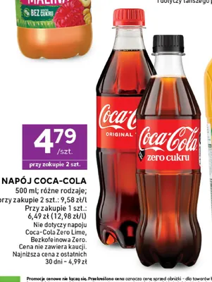 Napój gazowany Coca-Cola Zero Cukru promocja w Stokrotka