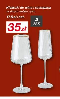 Kieliszki do wina ze złotym rantem 2-pak promocja w KiK