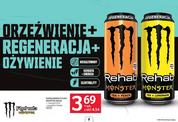 Napój energetyczny Rehab Monster Tea + Peach promocja w Selgros