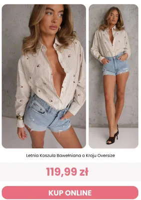 Koszula damska Renee letnia bawełniana o kroju oversize promocja w Renee