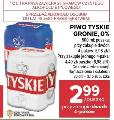 Piwo Gronie 0% promocja w Stokrotka