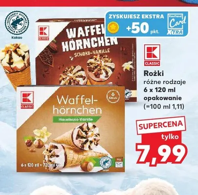 Rożki czekoladowo-waniliowe K-Classic 6-pak 120 ml promocja w Kaufland