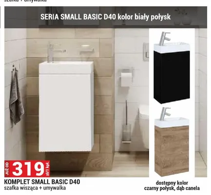 Komplet Small Basic D40 szafka wisząca + umywalka promocja w Merkury Market