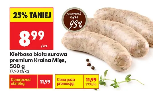 Kiełbasa biała surowa premium promocja w Biedronka