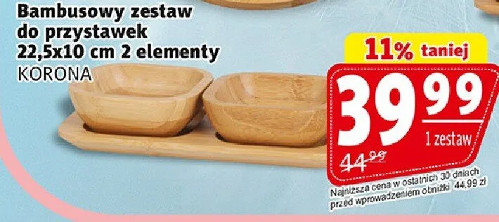 Bambusowy zestaw do przystawek 22,5x10cm 2 elementy promocja w Prim Market