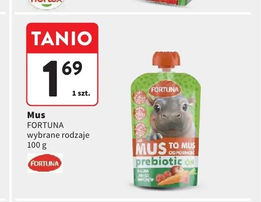 Mus malina jabłko marchew Fortuna promocja w Intermarche
