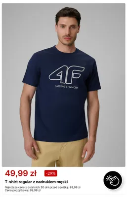 T-shirt regular z nadrukiem męski 4F promocja w 4F
