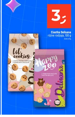 Herbatniki maślane Happy Zoo Delisana promocja w Dealz