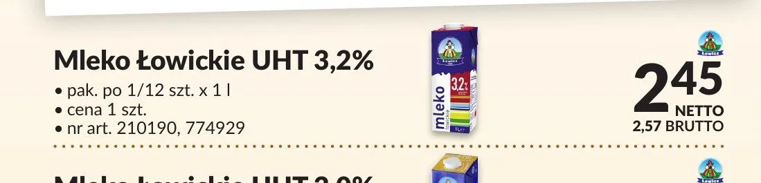 Mleko łowickie UHT 3,2% promocja w Makro