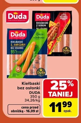 Kiełbaski z serem bez osłonki Duda promocja w Carrefour Market