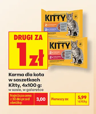Karma dla kota w saszetkach Kitty w sosie 4-pak promocja w Biedronka