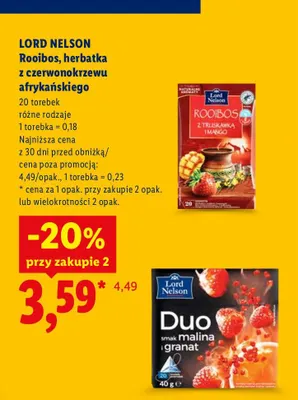Herbatka Rooibos z czerwonokrzewu afrykańskiego Lord Nelson promocja w Lidl