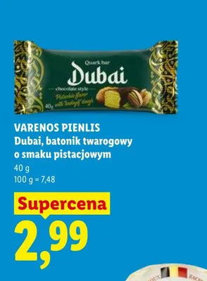 Batonik twarogowy Dubai o smaku pistacjowym promocja w Lidl
