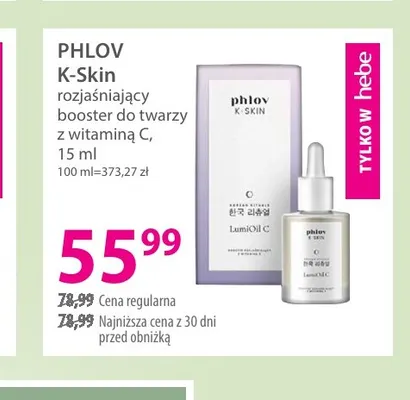 Rozjaśniający booster do twarzy z witaminą C K-Skin Phlov promocja w Hebe