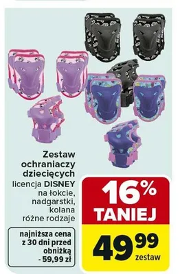 Zestaw ochroniaczy dziecięcych licencja Disney na łokcie, nadgarstki, kolana różne rodzaje promocja w Carrefour