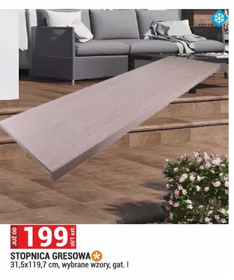 Stopnica gresowa mrozoodporna 31,5x119,7cm wybrane wzory gat. I promocja w Merkury Market