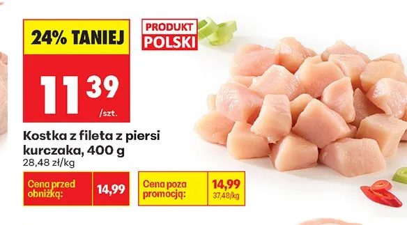 Kostka z fileta z piersi kurczaka promocja w Biedronka