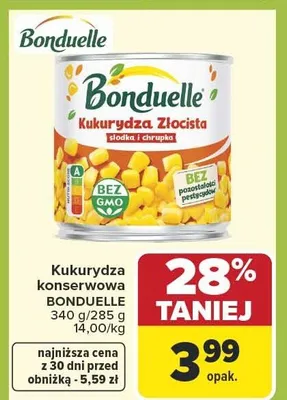 Kukurydza konserwowa słodka i chrupka promocja w Carrefour