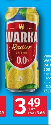 Piwo bezalkoholowe Warka Radler Cytryna 0,0% promocja w Selgros