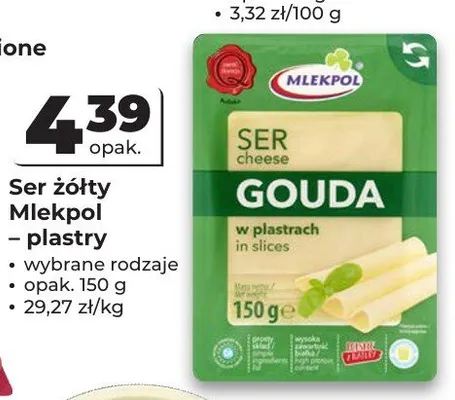 Ser żółty Gouda Mlekpol plastry promocja w Odido