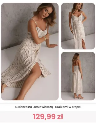 Sukienka na lato z wiskozą i guzikami w kropki Renee promocja w Renee