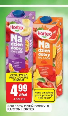 Sok Dzień Dobry Hortex 100% promocja w Bingo