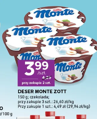 Deser Monte czekolada Zott promocja w Stokrotka