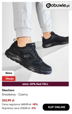 Sneakersy czarne Skechers promocja w eobuwie.pl