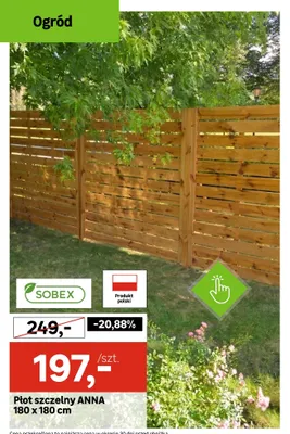 Płot szczelny ANNA SOBEX 180x180cm promocja w Leroy Merlin
