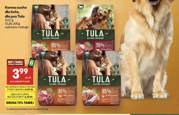 Karma sucha dla kota Tula z kurczakiem promocja w Delikatesy Centrum