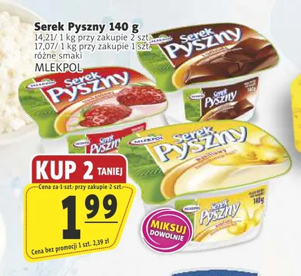 Serek homogenizowany Pyszny brzoskwiniowy Mlekpol promocja w Prim Market