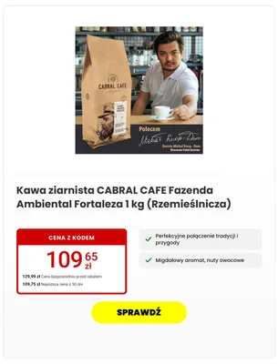 Kawa ziarnista CABRAL CAFE Fazenda Ambiental Fortaleza (Rzemieślnicza) promocja w Media Expert