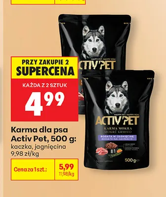Karma dla psa Activ Pet jagnięcina promocja w Biedronka