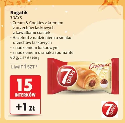 Rogalik 7Days z nadzieniem kakaowym promocja w Intermarche