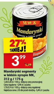 Mandarynki segmenty w lekkim syropie promocja w Twój Market