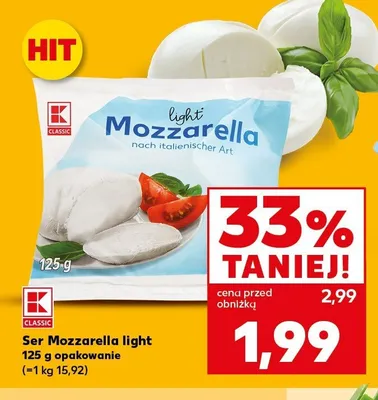 Ser Mozzarella light K-Classic promocja w Kaufland