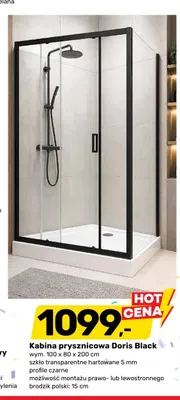 Kabina prysznicowa Doris Black 100x80x200cm promocja w Bricomarche