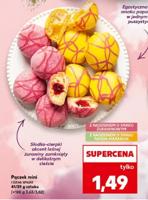 Pączek mini różne smaki z nadzieniem o smaku żurawinowym promocja w Kaufland
