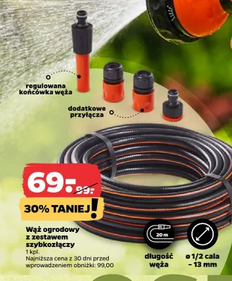 Wąż ogrodowy z zestawem szybkozłączy BLACK+DECKER 20m 1/2 cala promocja w Netto