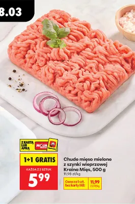 Mięso mielone z szynki wieprzowej 500 g 1+1 GRATIS promocja w Biedronka