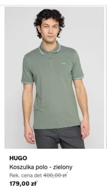 Koszulka polo HUGO zielona promocja w Lounge by Zalando